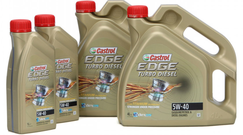 Set 2 Buc Ulei Motor Castrol Edge Turbo Diesel Titanium 5W-40 4L 1535BA + 2 Buc Ulei Motor Castrol Edge Turbo Diesel Titanium 5W-40 1L 1535B5