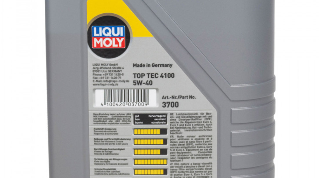 Set 2 Buc Ulei Motor Liqui Moly Top Tec 4100 5W-40 1L 9510