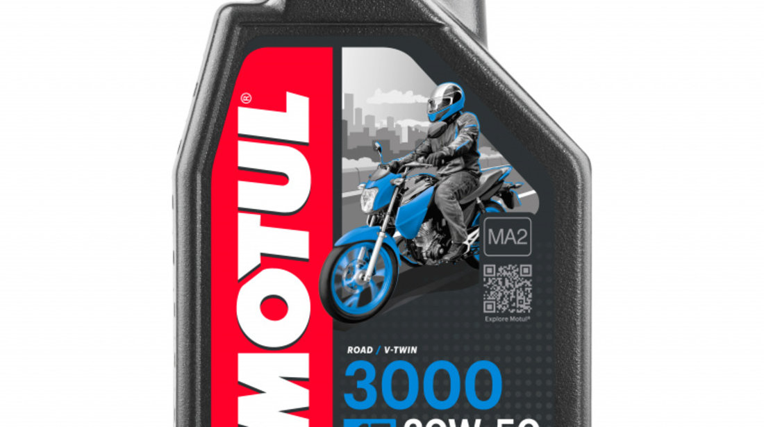 Set 2 Buc Ulei Motor Motul 3000 4T 20W-50 1L 107318 + Filtru Ulei Moto / Scuter Hiflofiltro Peugeot 125 Satelis 2 Premium 2012-2018 HF185