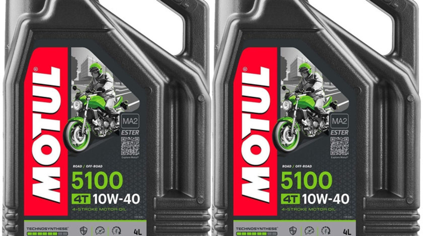 Set 2 Buc Ulei Motor Motul 4T 5100 10W-40 Ester MA2 4L 104068