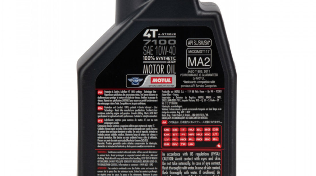 Set 2 Buc Ulei Motor Motul 7100 4T 100% Syntetic 10W-40 1L 104091