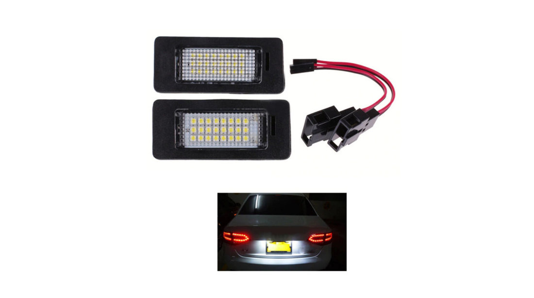 Set 2 Lampi LED Iluminare Numar Inmatriculare pentru Audi A1 A4 A5 A6 Q5 TT VW Golf 6 Passat Jetta