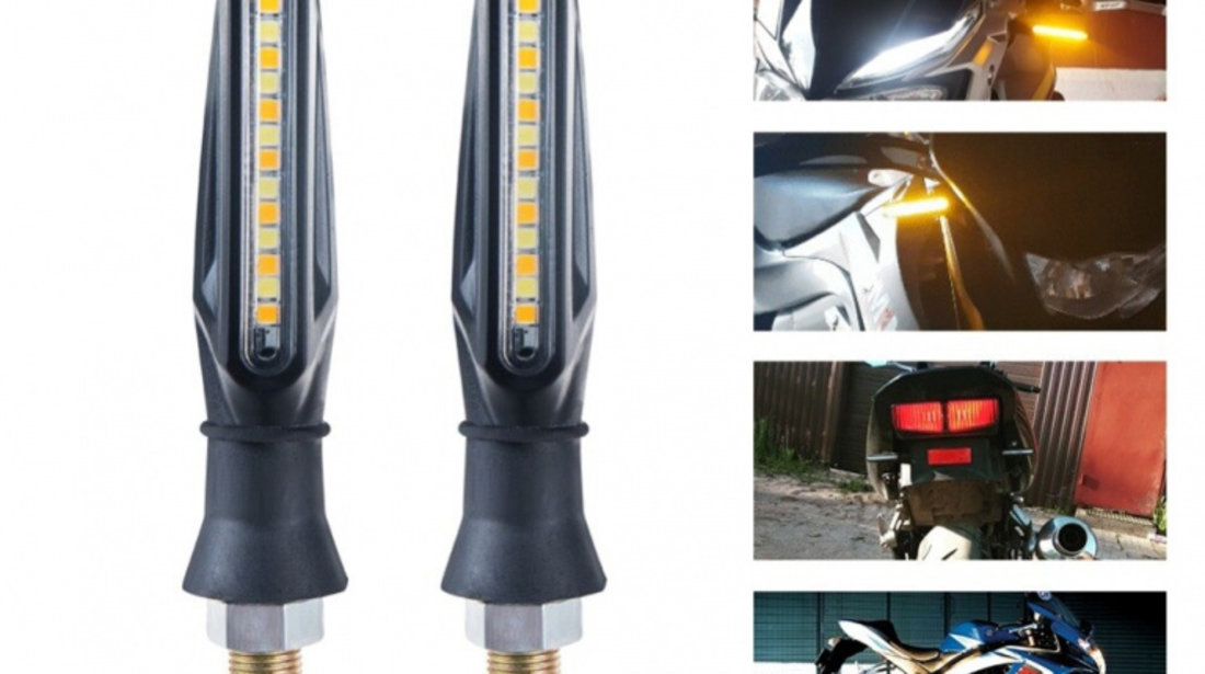 Set 2 lampi Semnalizare Moto SECVENTIALA, cu LED-uri Samsung, cu 2 functii, pozitie si semnalizare, 12V AVX-T100122-5