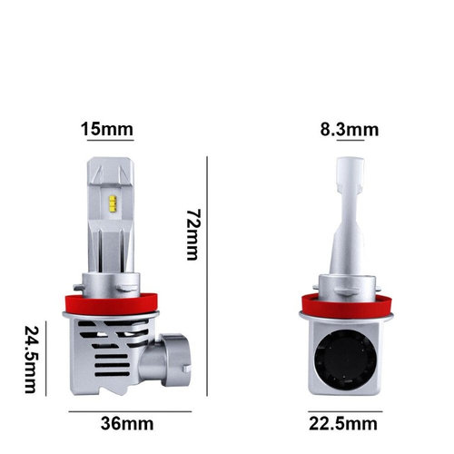 Set 2 LED-uri Auto H11 M3, 55w, 12000 Lumeni, 6500K,12-24 Volti,