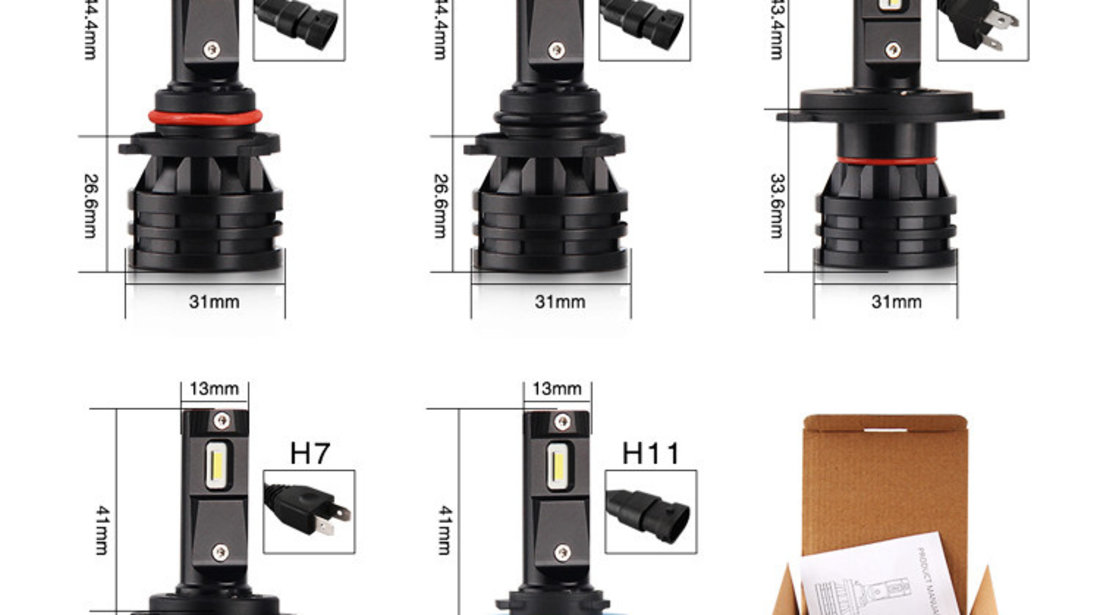 Set 2 Leduri HB3 (9005) M2 Canbus Pentru Far Auto, Putere 28W, Luminozitate 6000 Lm, 12V-24V 715370