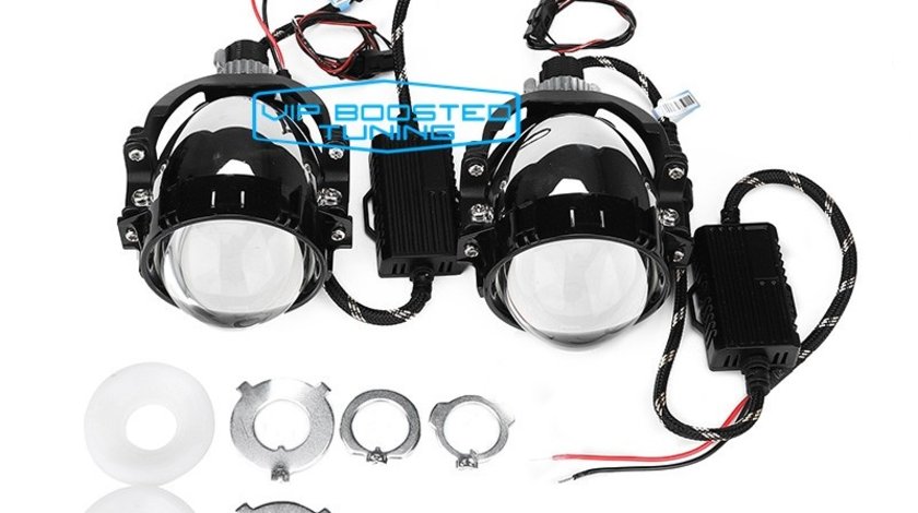 Set 2 Lupe Bi-Led Auto 3" universale cu lentila din sticla si corp metalic