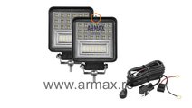 Set 2 proiectoare led bar 126w 11 cm + kit cablaj ...