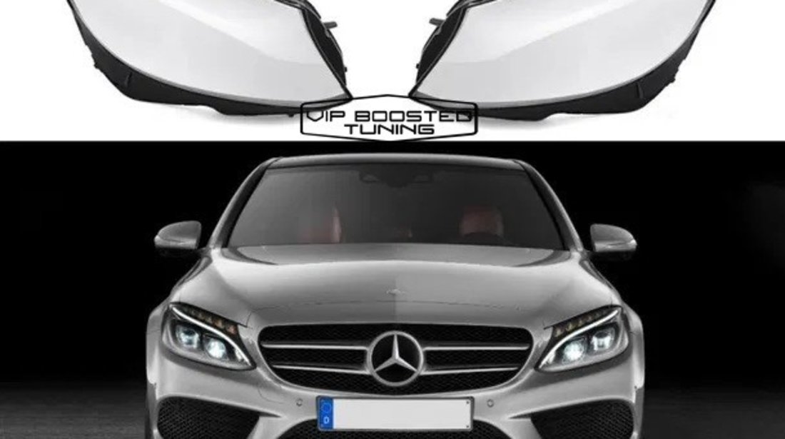 Set 2 sticle sticla far faruri Mercedes-Benz C-Class W205 Non Facelift (2015-2017)