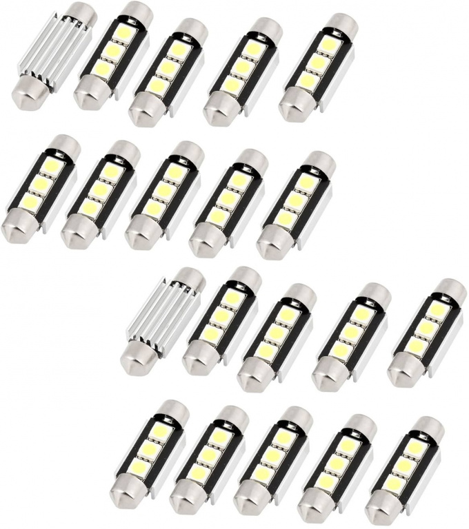 Set 20 Buc Led Sofit 12V 3 SMD 5050 Canbus Alb 6000K 11 X 39mm JSUN41 090221-10