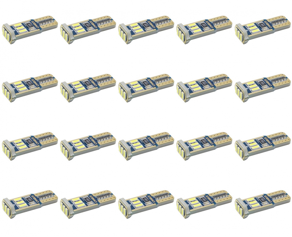 Set 20 Buc Led T10 12V 9 SMD 4014 Alb Canbus JSUN43 090221-18