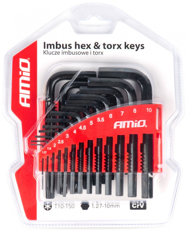 Set 22 Buc Cheie Negative Hexagonale Imbus Si Torx Tip L Negre Amio 04297