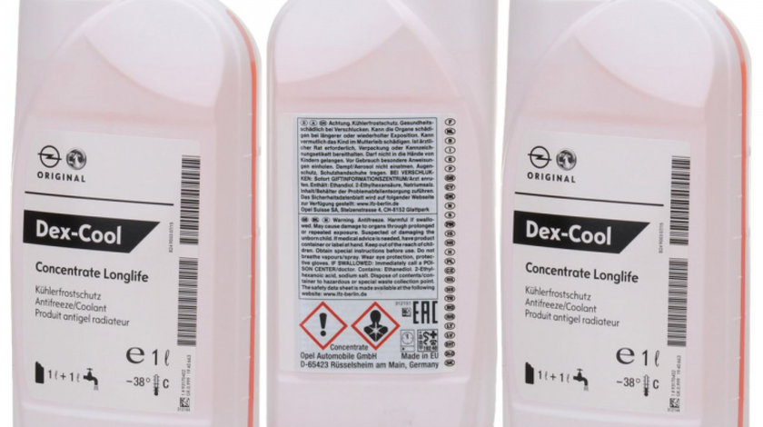 Set 3 Buc Antigel Concentrat Oe Opel Dex-Cool Concentrate Longlife G12 1L 1940663