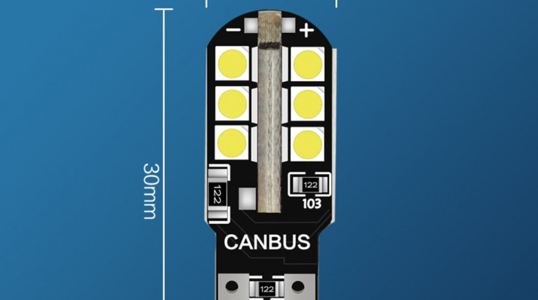 Set 3 Buc Bec Auto Led T10 2835 Cu 24 SMD 5W Alb 12V CanBus JSUN01 090221-15