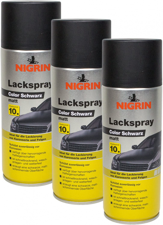 Set 3 Buc Nigrin Spray Vopsea Negru Mat 400ML 74112