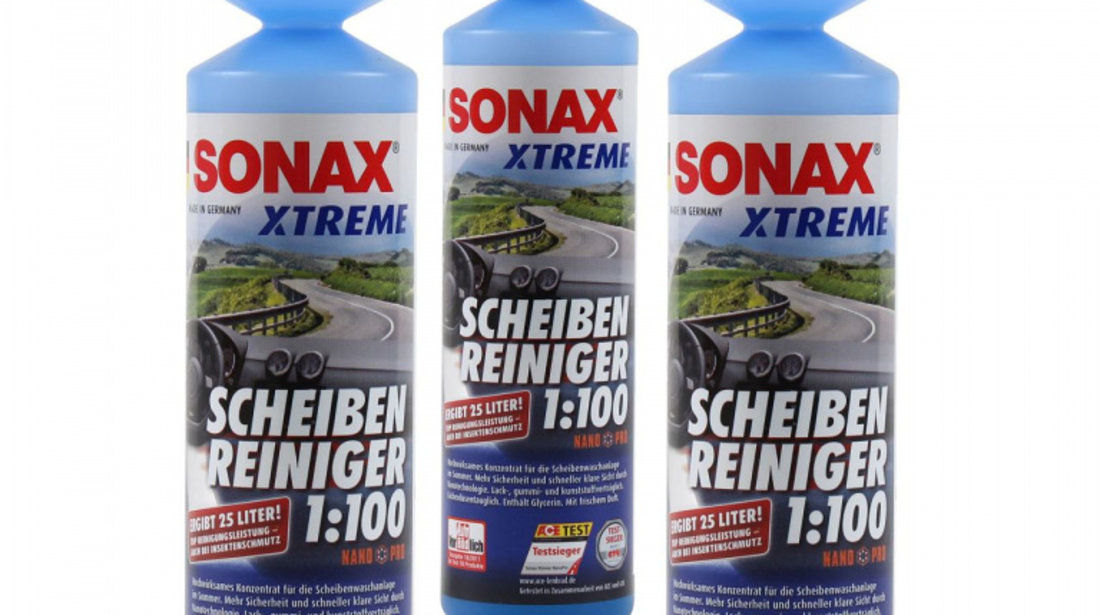 Set 3 Buc Sonax Xtreme Detergent Pentru Geamuri 1:100 Nano Pro Geam Liber 250ML 271141