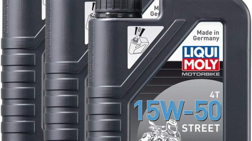 Set 3 Buc Ulei Motor Liqui Moly Motorbike 4T 15W-50 Street 1L 2555