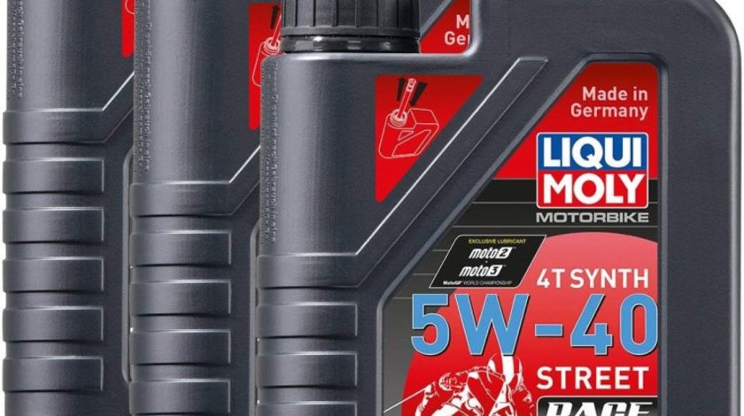 Set 3 Buc Ulei Motor Liqui Moly Motorbike 4T Synth 5W-40 Street Race 1L 2592