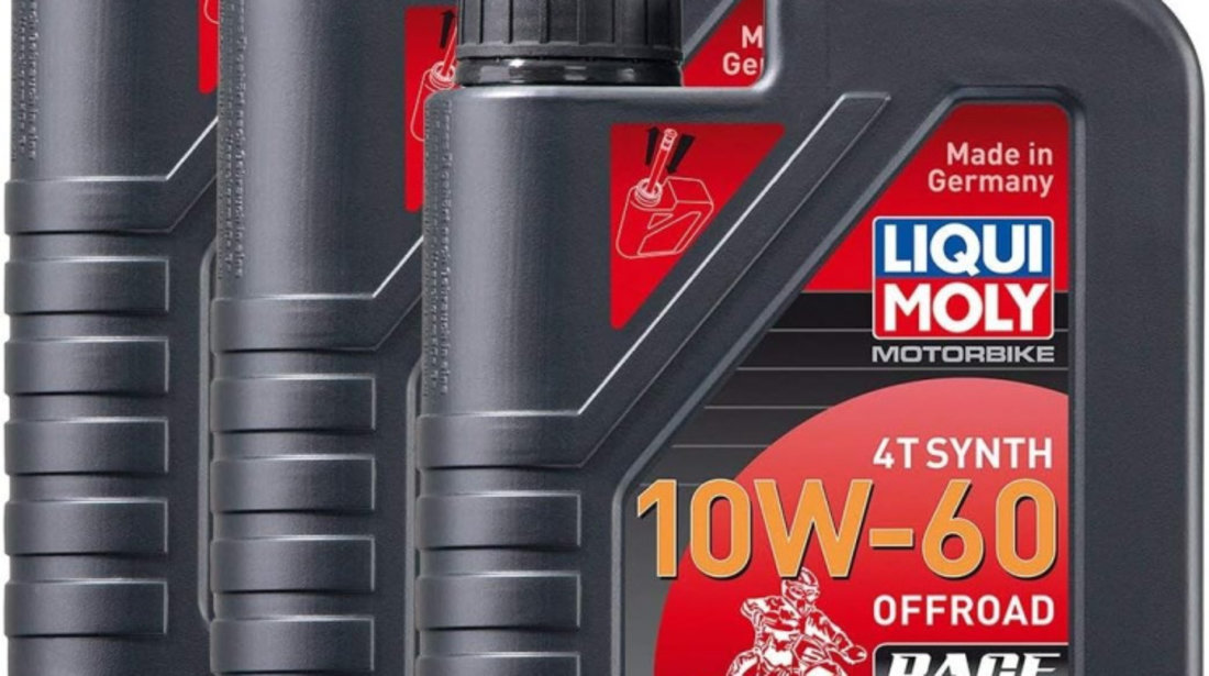 Set 3 Buc Ulei Motor Liqui Moly Motorbike 4T Synth 10W-60 Offroad Race 1L 3053