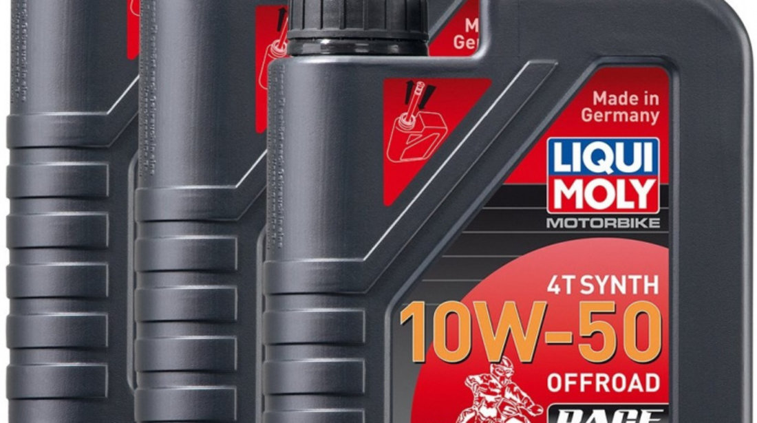 Set 3 Buc Ulei Motor Liqui Moly Motorbike 4T Synth 10W-50 Offroad Race 1L 3051