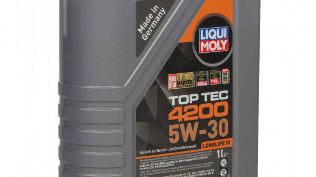 Set 3 Buc Ulei Motor Liqui Moly Top Tec 4200 Longlife III 5W-30 1L 8972