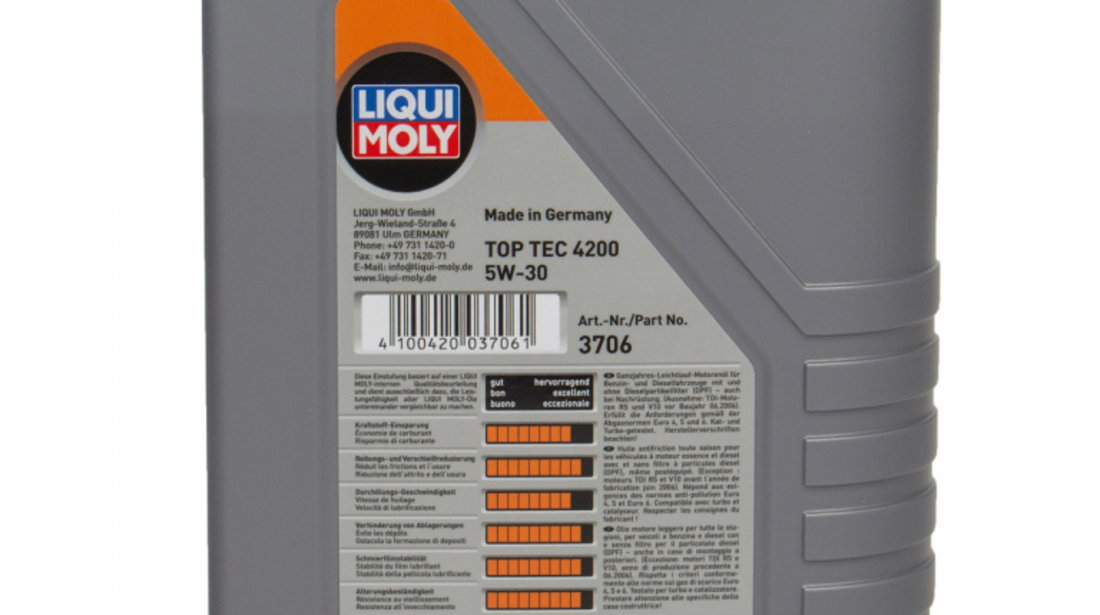 Set 3 Buc Ulei Motor Liqui Moly Top Tec 4200 Longlife III 5W-30 1L 8972