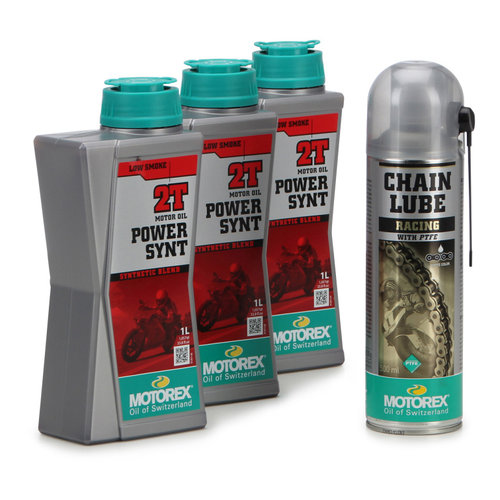 Set 3 Buc Ulei Motor Motorex Power Synt 2T 1L MO 102465 + Spray Lubrifiant Lant Motorex Chain Lube R...