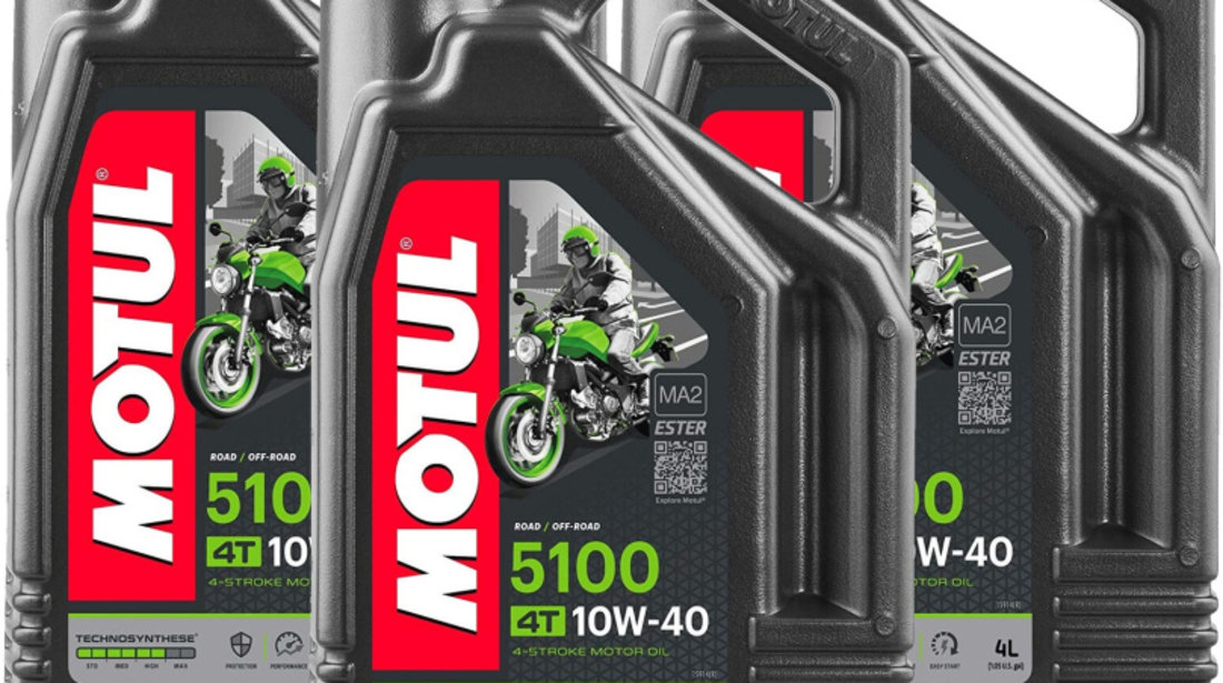 Set 3 Buc Ulei Motor Motul 4T 5100 10W-40 Ester MA2 4L 104068