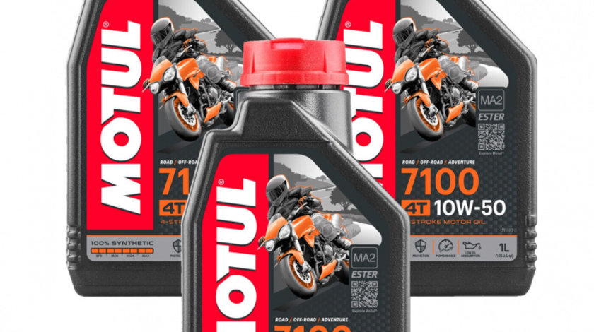 Set 3 Buc Ulei Motor Motul 7100 4T 100% Syntetic 10W-50 1L 104097