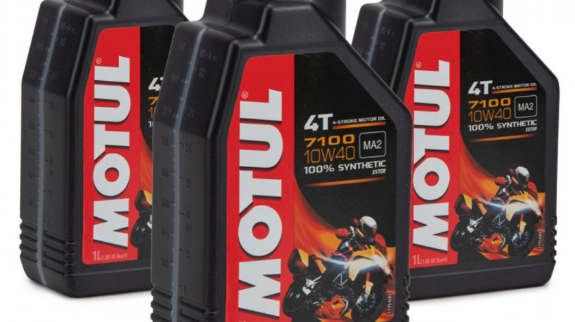 Set 3 Buc Ulei Motor Motul 7100 4T 100% Syntetic 10W-40 1L 104091