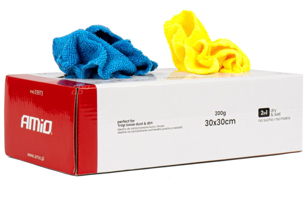 Set 30 Buc Cutie Lavete Microfibra Amio 30x30mm 200gsm Albastru / Galben 03973