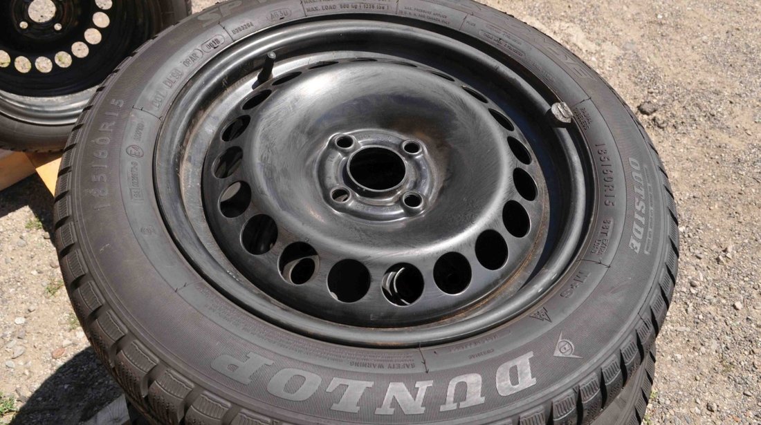 SET 4 Anvelope Iarna 185/60 R15 DUNLOP SP WINTER RESPONSE + jante Originale GM Opel Corsa 4x100 , ET