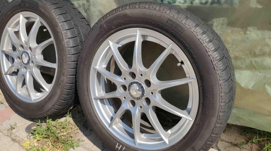 SET 4 Anvelope Iarna 195/55 R16 PIRELLI+DUNLOP + Jante Aliaj Originale MERCEDES A B Klasse W169 W24