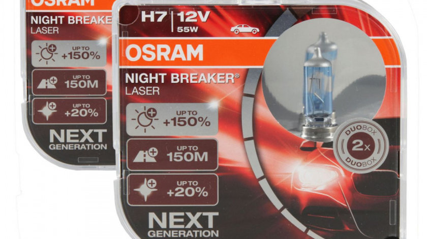 Set 4 Buc Bec Osram H7 12V 55W Night Breaker Laser Next Gen +150% Up To 150M 64210NL-HCB