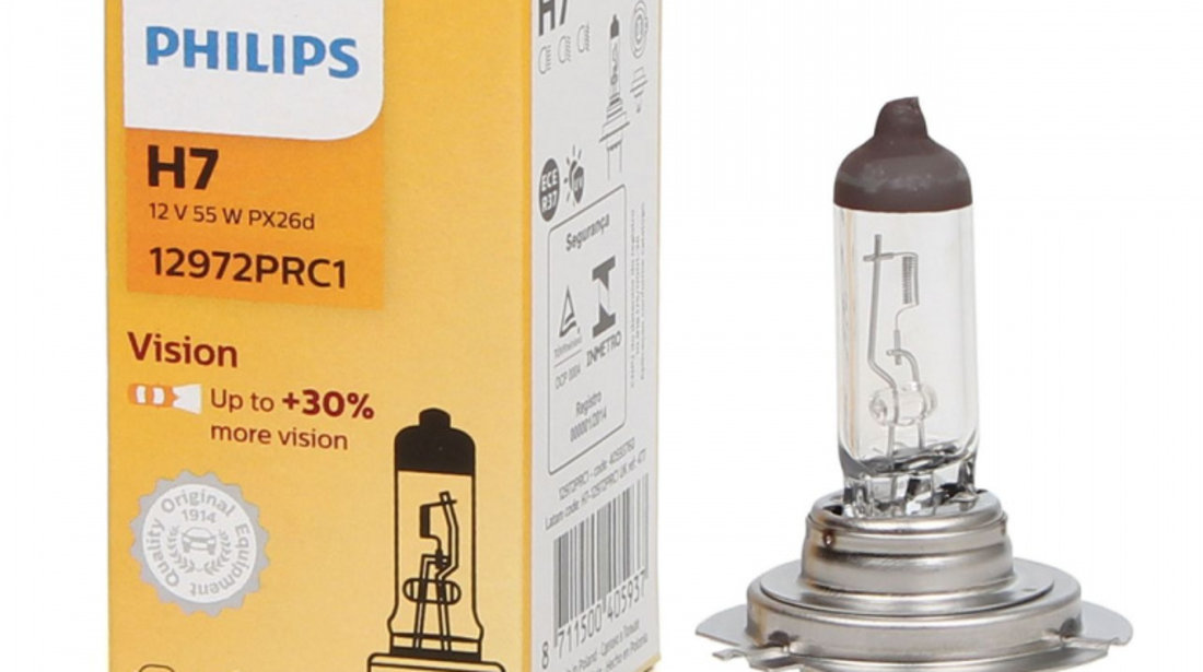 Set 4 Buc Bec Philips H7 12V 55W Vision +30% 12972PRC1