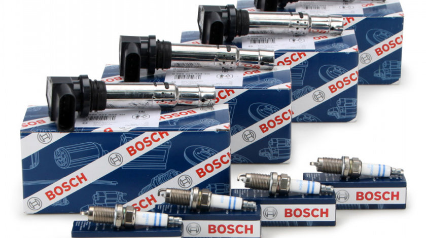 Set 4 Buc Bobina De Inductie Bosch + Set 4 Buc Bujie Bosch 4 X 0 986 221 023 + 4 X 0 242 240 665