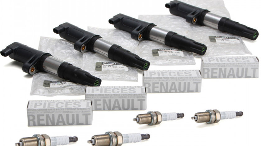 Set 4 Buc Bobina Inductie Oe Renault Espace 3 1996-2002 224333529R + 4 Buc Bujie Oe Renault 7700500155