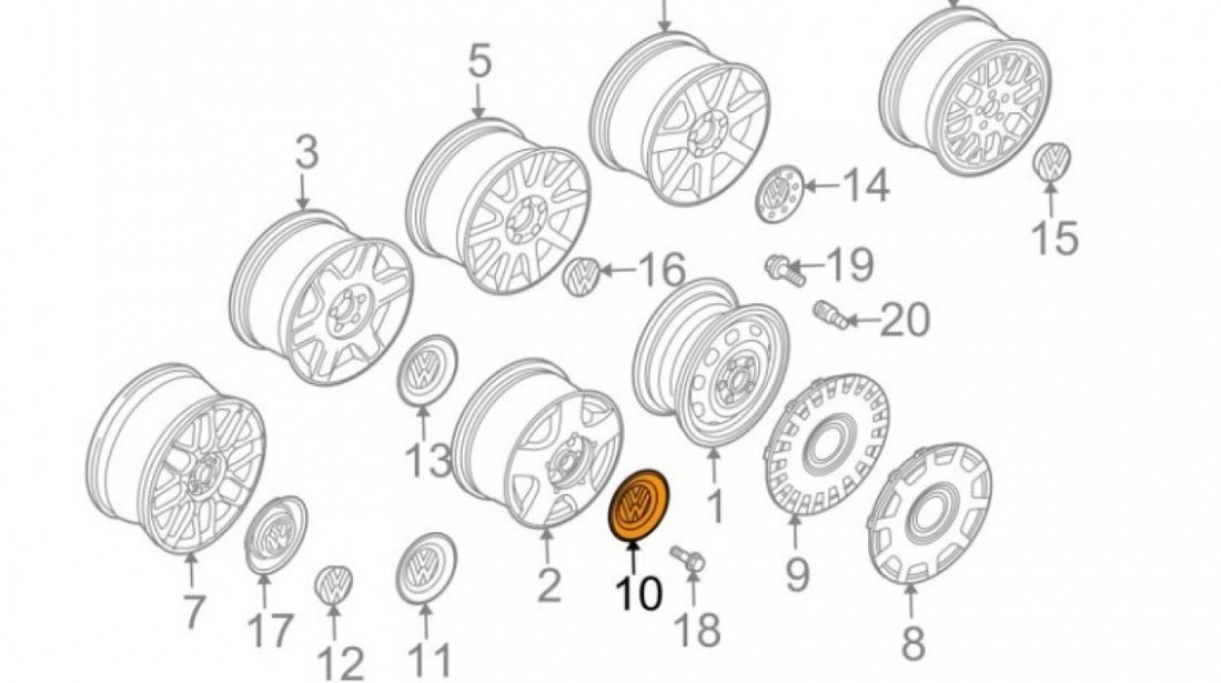 Set 4 Buc Capac Janta Oe Volkswagen 1J0601149BFED