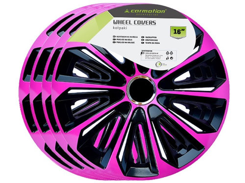 Set 4 Buc Capace Roti Carmotion Extra Strong Negru / Roz 16&quot; KC63175