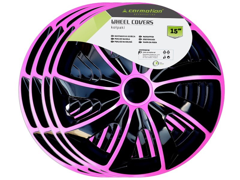Set 4 Buc Capace Roti Carmotion Quad Bicolor Roz / Negru 15&quot; KC63150