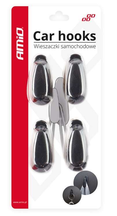 Set 4 Buc Carlige Din Plastic Auto / Organizatoare Cu Banda Adeziva Amio 02490