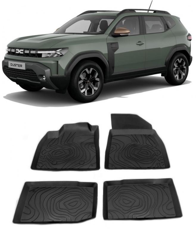 Set 4 Buc Covorase Auto Cauciuc Fata + Spate Oe Dacia Duster 3 2024→ ECO-G & Hybrid 749M67996R