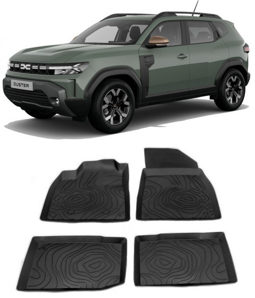Set 4 Buc Covorase Auto Cauciuc Fata + Spate Oe Dacia Duster 3 2024→ ECO-G &amp; Hybrid 749M67996R