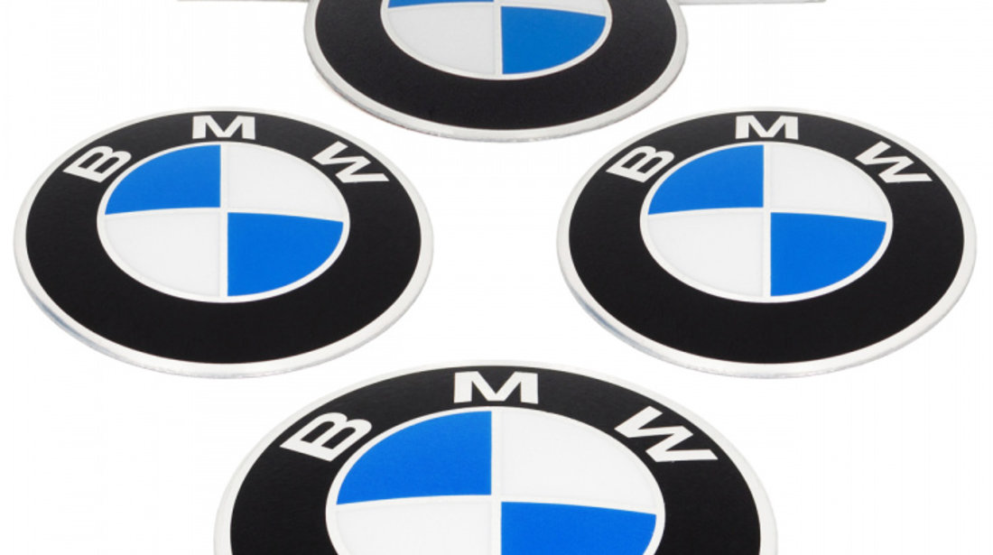 Set 4 Buc Emblema Autocolant Capac Janta Oe Bmw Seria 5 E12 1972-1981 82MM 36131181104