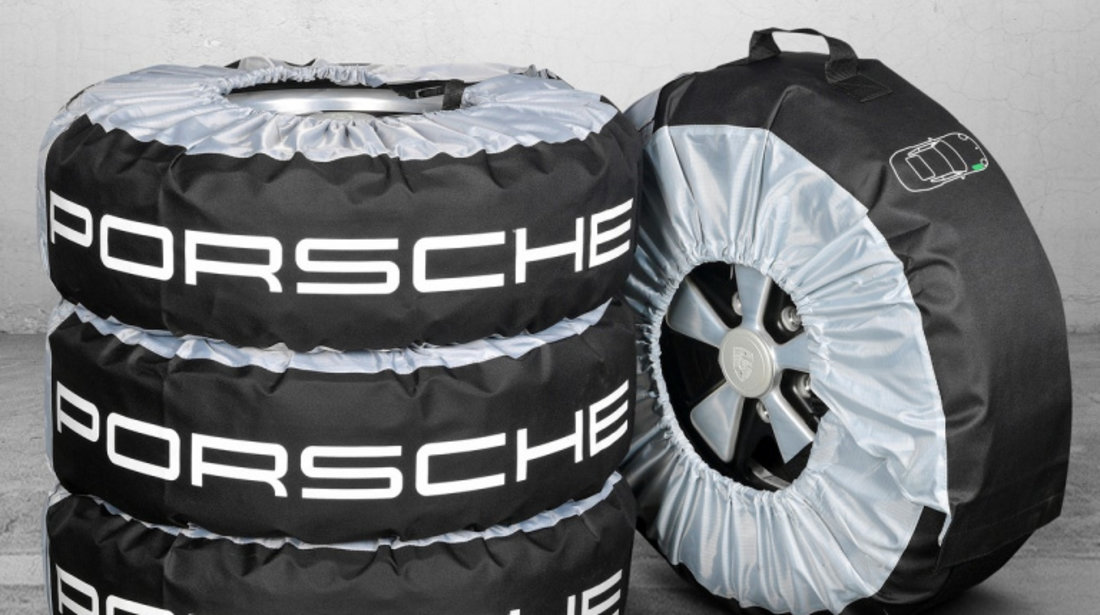 Set 4 Buc Huse Anvelope Oe Porsche Classic L Negru / Gri PCG04462000