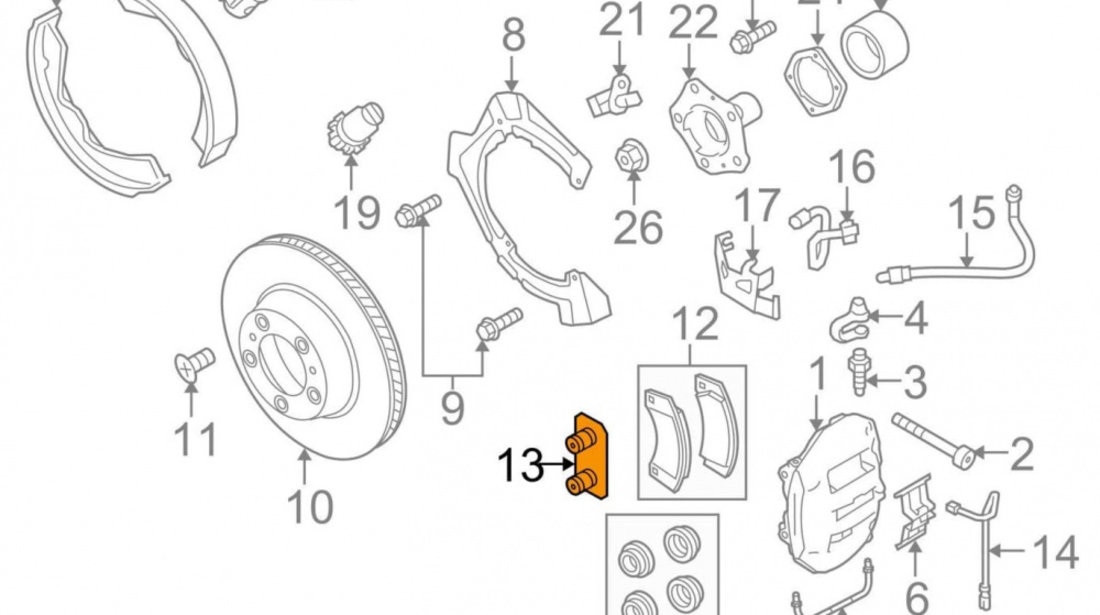 Set 4 Buc Placa Suport Frana Spate Oe Porsche Panamera 970 2009-2016 4.8 S / GTS 97035208600