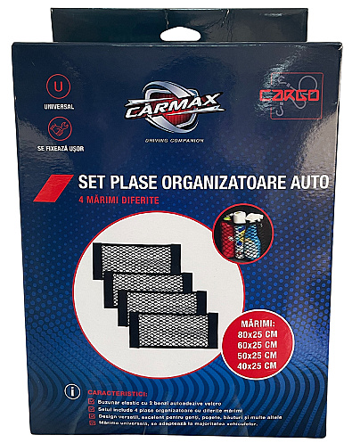 Set 4 Buc Plasa Organizatoare Auto Carmax Negru 54128