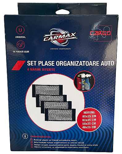 Set 4 Buc Plasa Organizatoare Auto Carmax Negru 54128