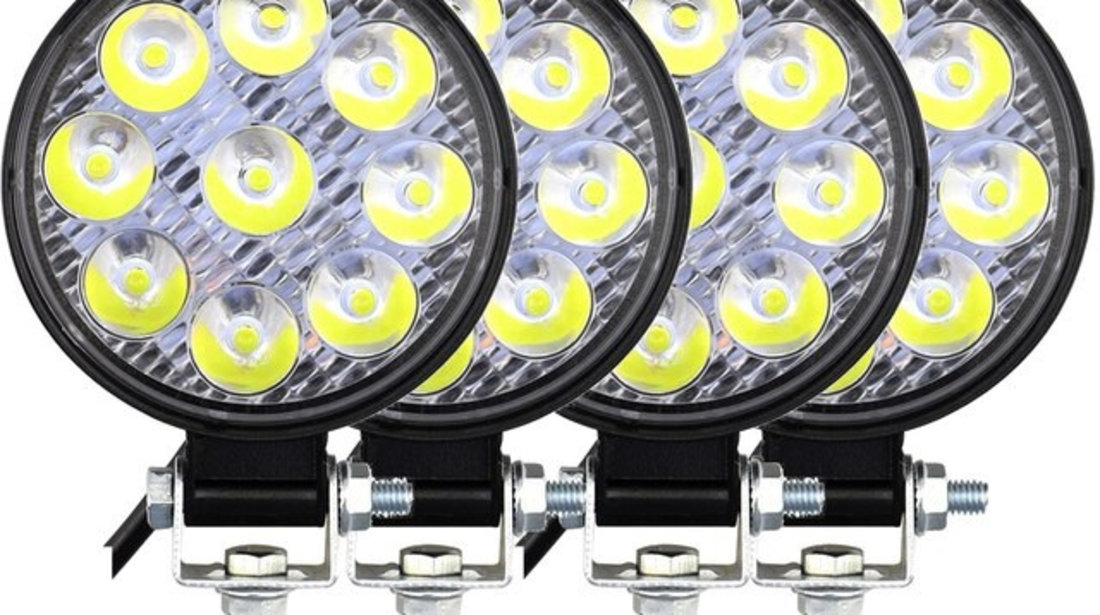 Set 4 Buc Proiector Led 27W 12/24V 6000K Rotund PL 027