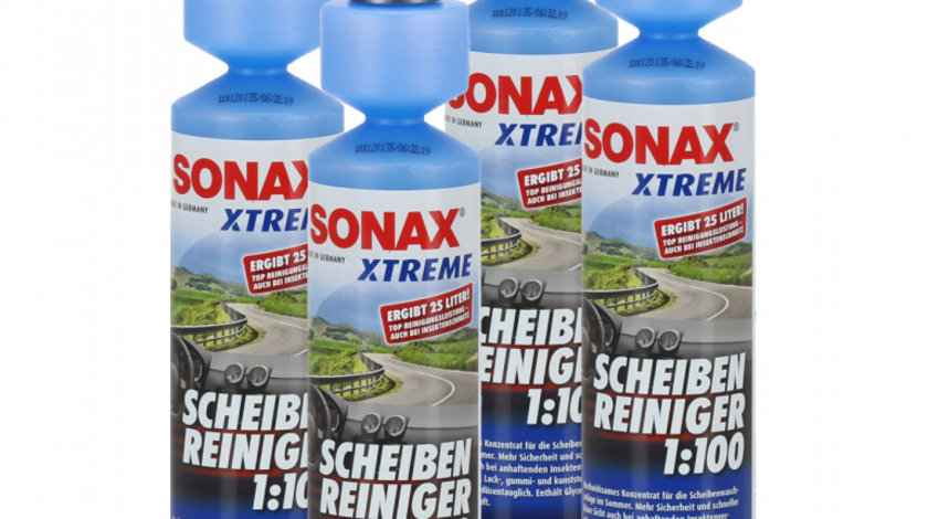 Set 4 Buc Sonax Xtreme Solutie Lichid Parbriz Concentrat 1:100 Nano Pro Geam Liber 250ML 271141