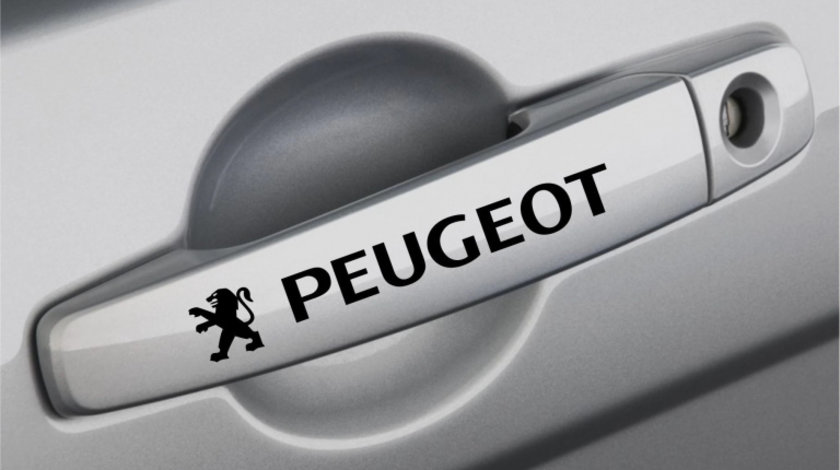 Set 4 Buc Sticker Maner Usa Peugeot Negru SM-MPEU1